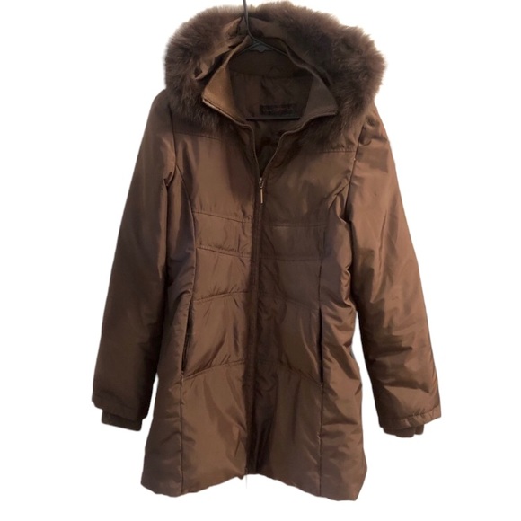 Via Spiga brown puffer jacket removable fox fur hood, Small - Picture 8 of 8